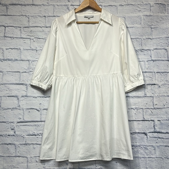 HYFVE Women's White Cotton V-Neck Dress - Picture 5 of 8